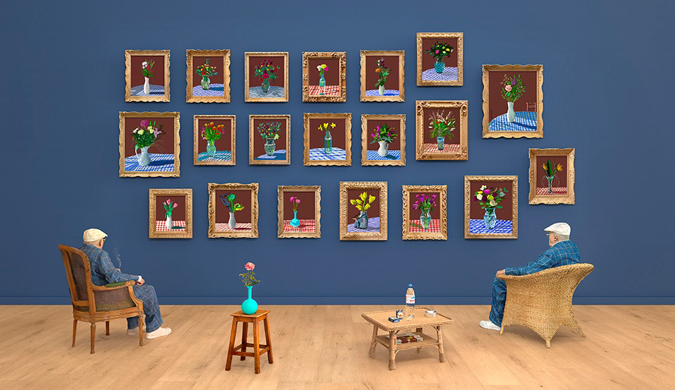 2022年6月25日、（額に入った）花を見る